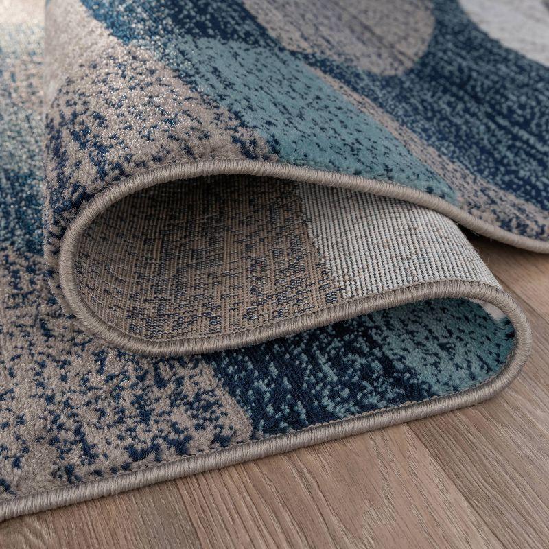 World Rug Gallery Geometric Circles Blue 6'6" Round Rug