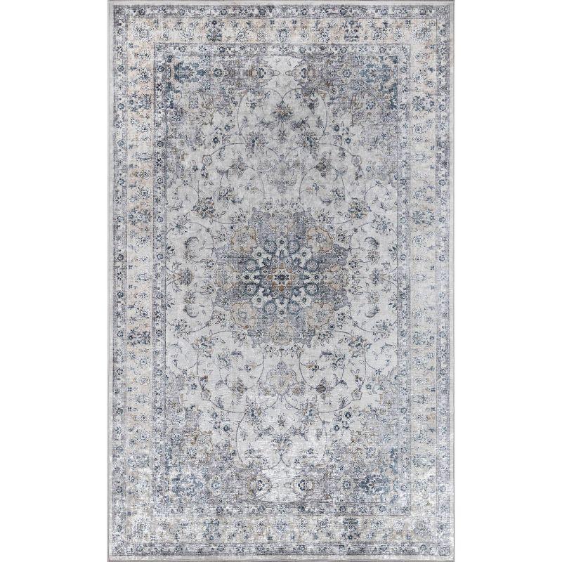 Momeni 2'x3' Karachi Talia Accent Rug Gray: Geometric Bohemian Indoor Area Rug with Rubber Backing