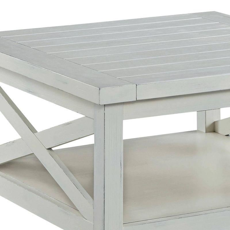 Seaside Lodge Square Off-White Wood Coffee Table with Open Storage