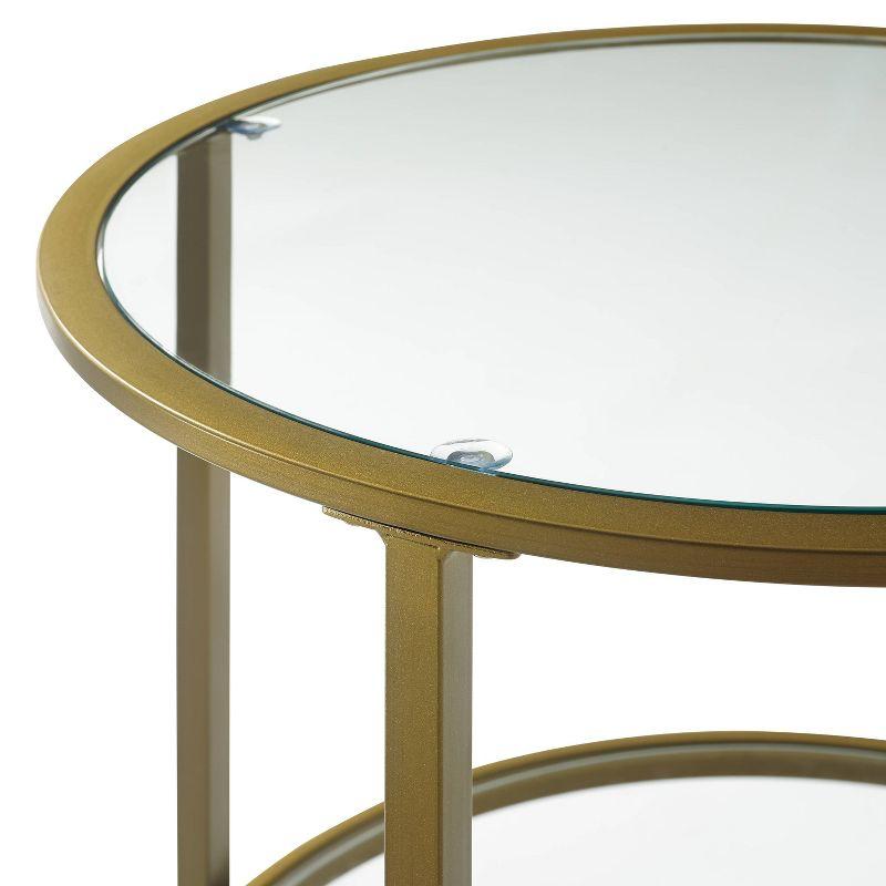 Aimee 24" Round Gold Metal and Glass End Table