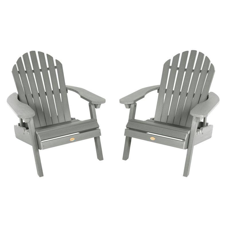 Hamilton 2pk Folding & Reclining Adirondack Chairs - Coastal Teak - highwood: Weather-Resistant Outdoor Seating