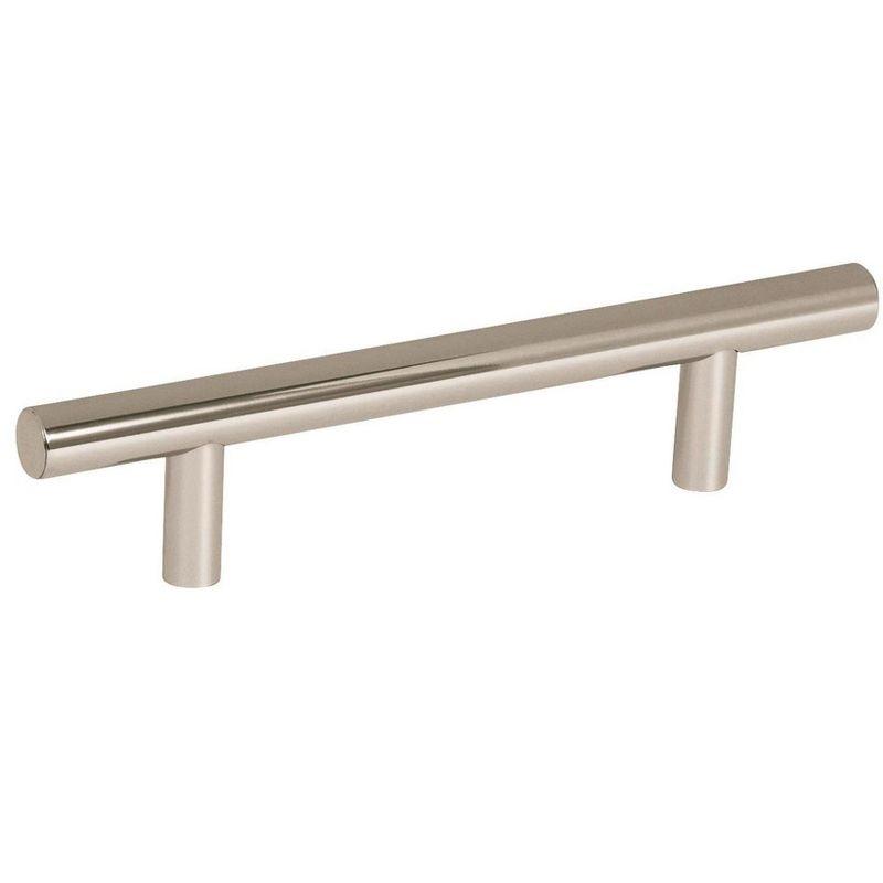 Polished Nickel Modern Bar Pull with Mounting Hardware