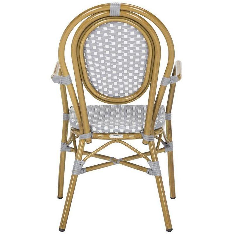 Côte d'Azur Inspired Grey & White Rattan Bistro Arm Chair