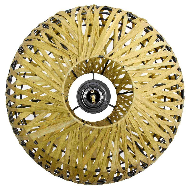 1-Light 11.38" Bohemian Farmhouse Coastal Woven Paper Shade Pendant Beige - Lalia Home: UL Listed, Adjustable Cord