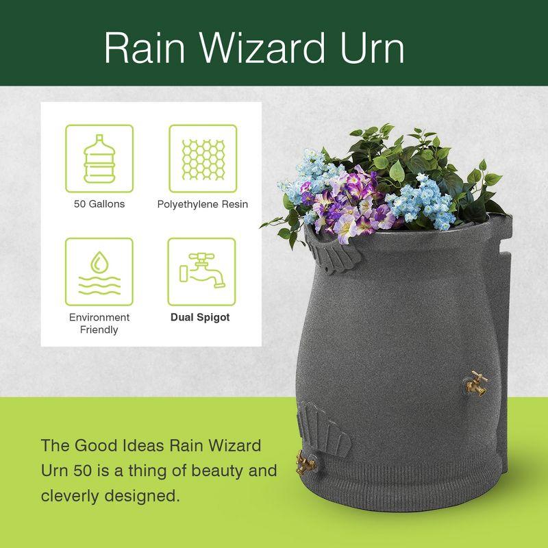 Good Ideas 50 Gallons Plastic Drainable Dual Overflow Planter Rain Barrel