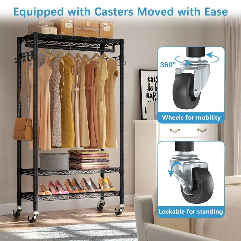 VIPEK R1C Rolling Clothes Rack with Cover Portable Freestanding Garment Rack, Black Rack with Cover