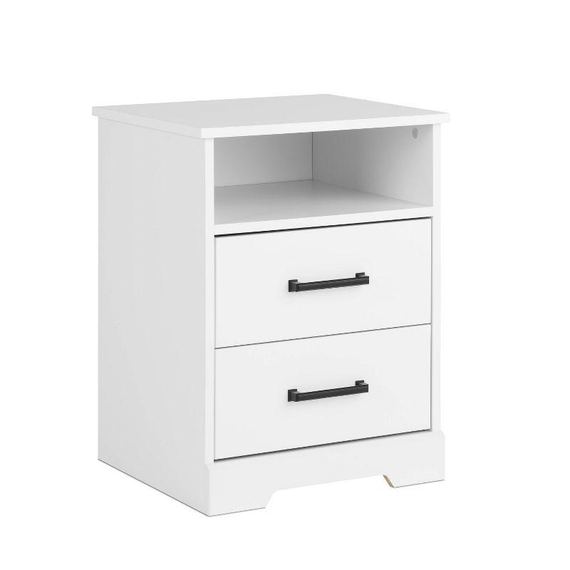 Prepac Rustic Ridge Farmhouse Nightstand with 2 Drawers and Open Shelf White