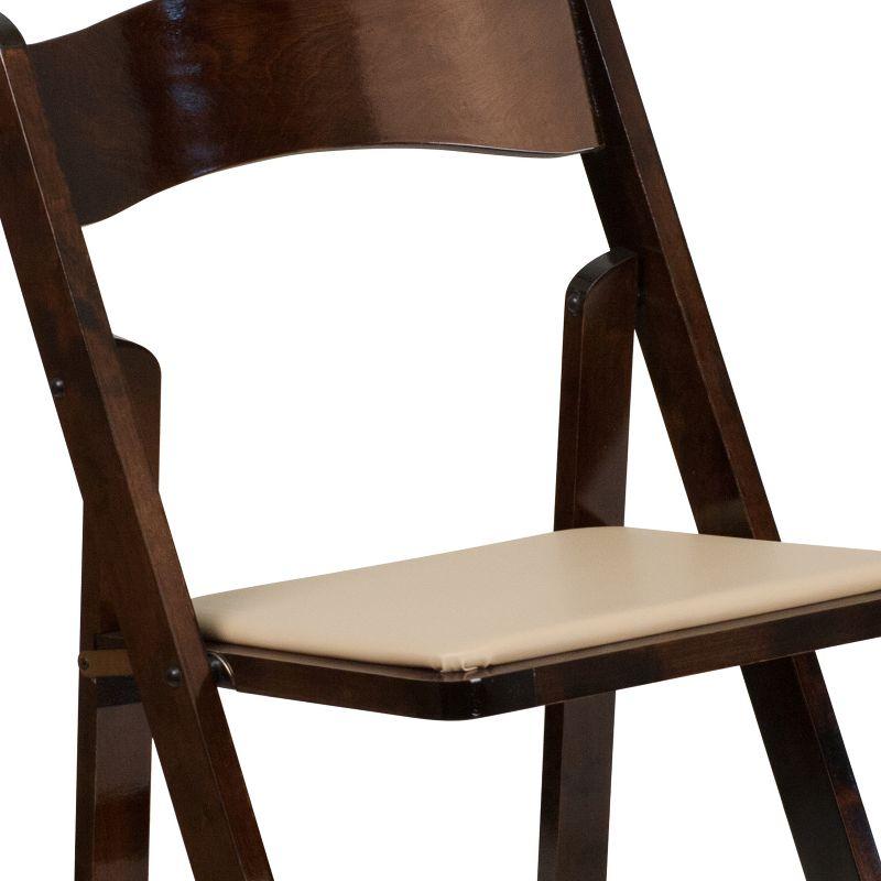 Fruitwood Armless Wood Folding Chair with Vinyl Padded Seat