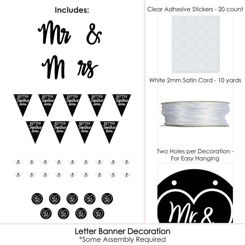 Big Dot of Happiness Mr. and Mrs. - Black & White Wedding or Bridal Shower Letter Banner Decoration - 36 Banner Cutouts & Mr. and Mrs. Banner Letters