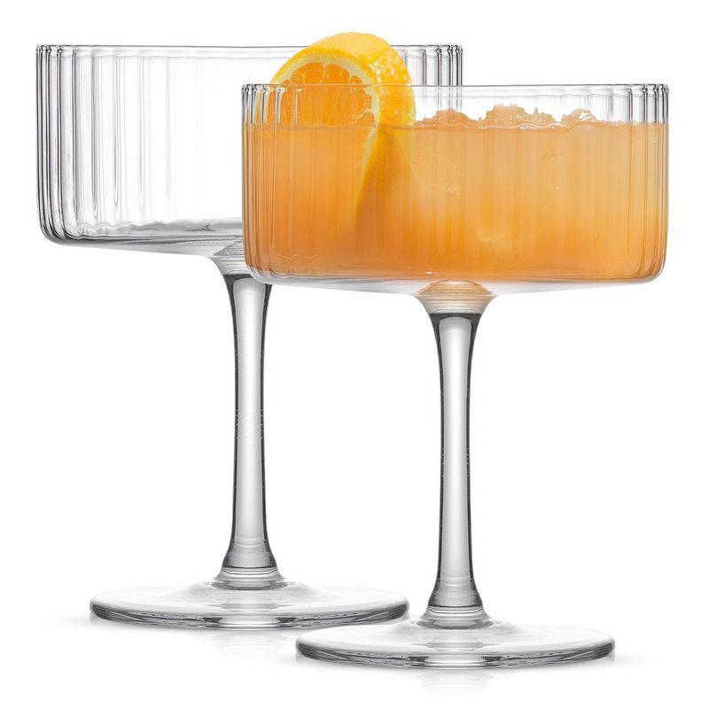 JoyJolt Elle Fluted Coupe Martini Glasses, 10oz (Set of 2)