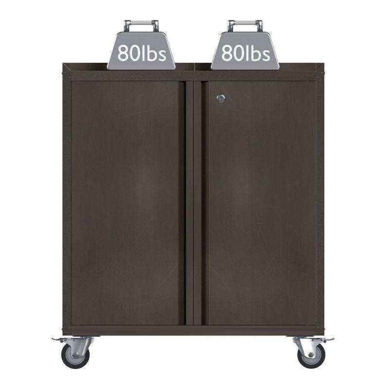 AOBABO Steel Wheeled Lockable Tool Box Supply Cabinet Organizer with Adjustable Storage Shelves for Homes, Offices, and Garages, Black