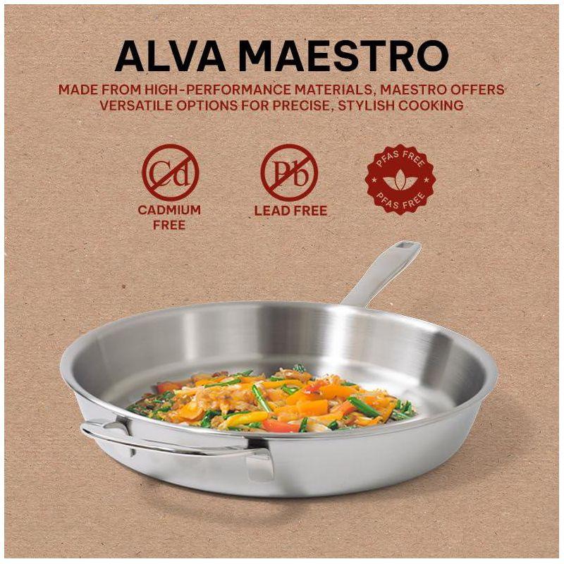 Alva Cookware Maestro 5-Ply Stainless Steel Frying Pan, Durable Induction Pan, Non Toxic Cookware, Stay Cool Handle