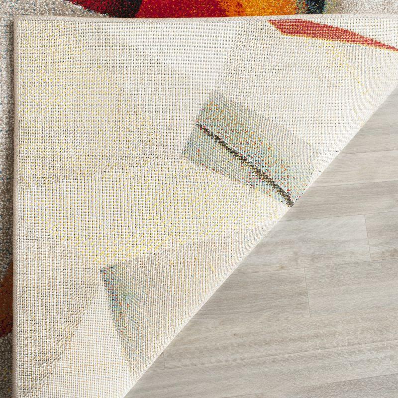 Light Grey and Orange Abstract Geometric Area Rug