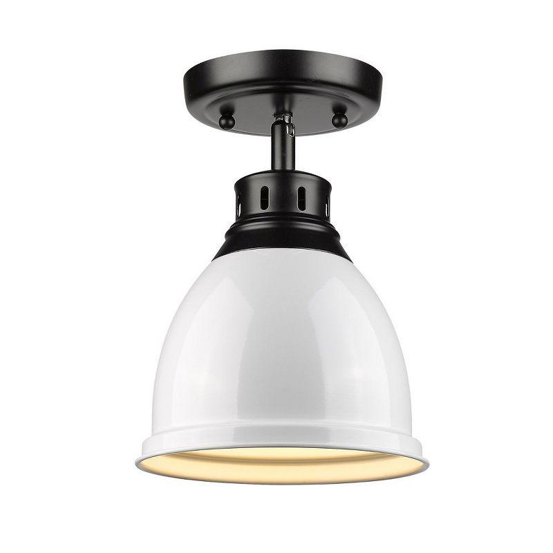 Golden Lighting Duncan 1-Light Flush Mount in Matte Black with White