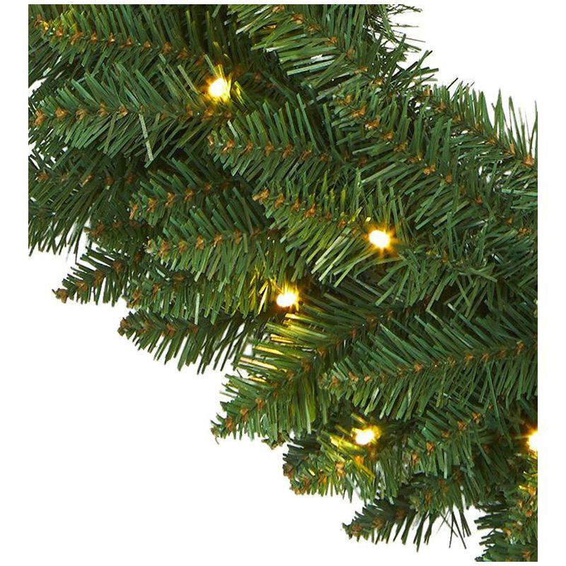 Nearly Natural 24” Green Pine Artificial Christmas Wreath with 35 Clear LED Lights