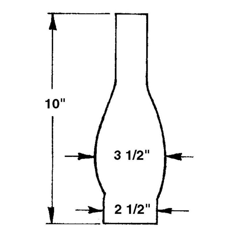 Clear Glass Oval Lamp Chimney for Oil Lanterns, 10 Inches High