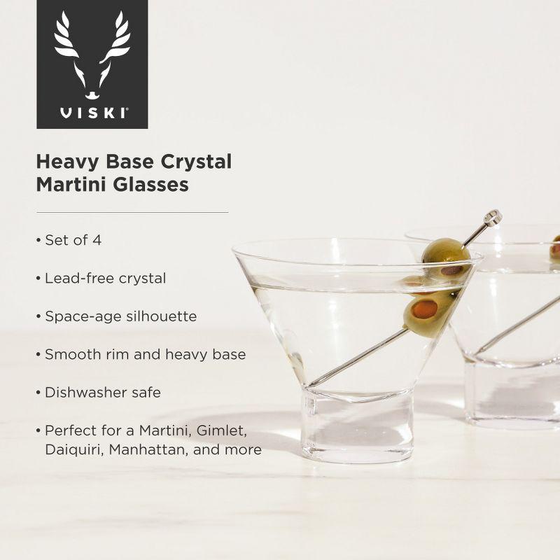 Viski Raye Heavy Base Crystal Stemless Martini Glasses