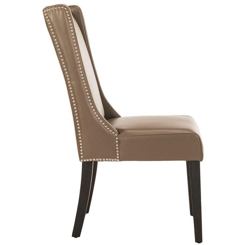 Transitional Gray Leather Upholstered Parsons Side Chair