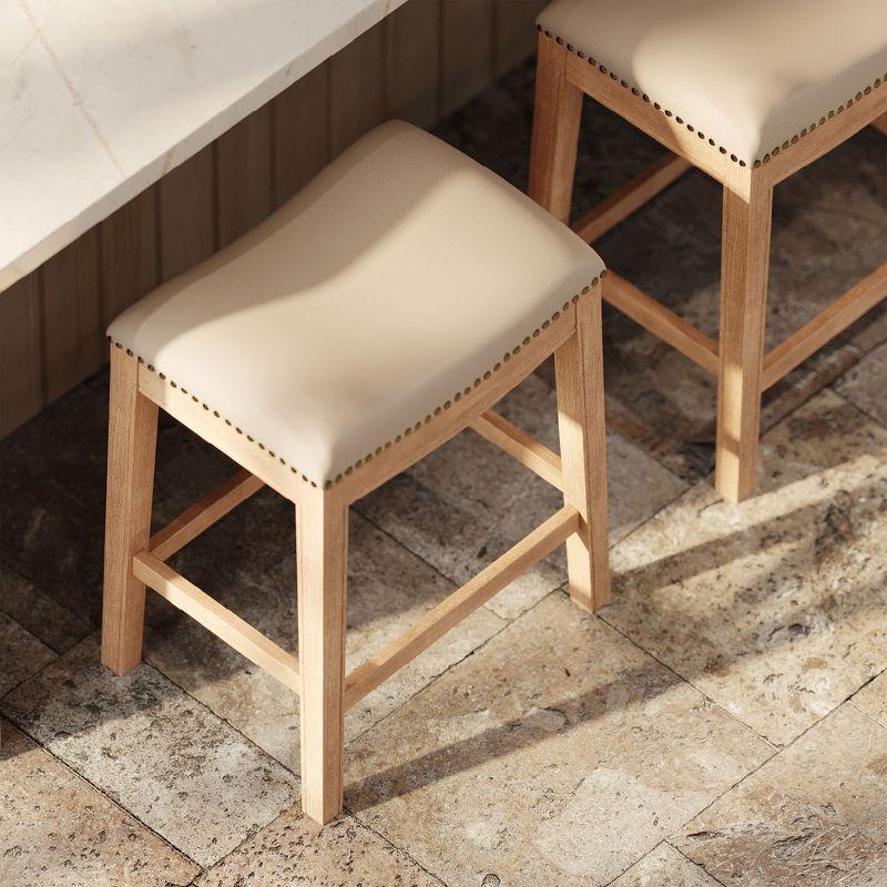 Maven Lane Adrien Saddle Barstool with Vegan Leather Upholstery