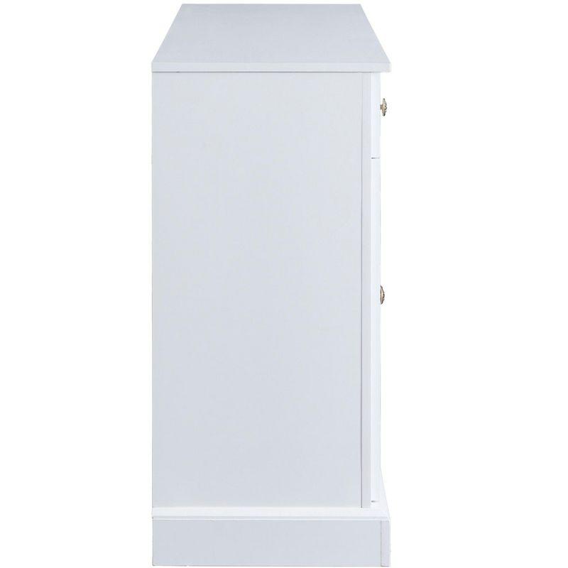Sideboard Storage Buffet Cabinet with 2 Drawers & 4 Doors Adjustable Shelves, White-ModernLuxe