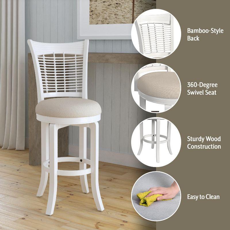 Bayberry Wood Bar Height Swivel Stool White - Hillsdale Furniture: Upholstered, Farmhouse Style, 250lb Capacity