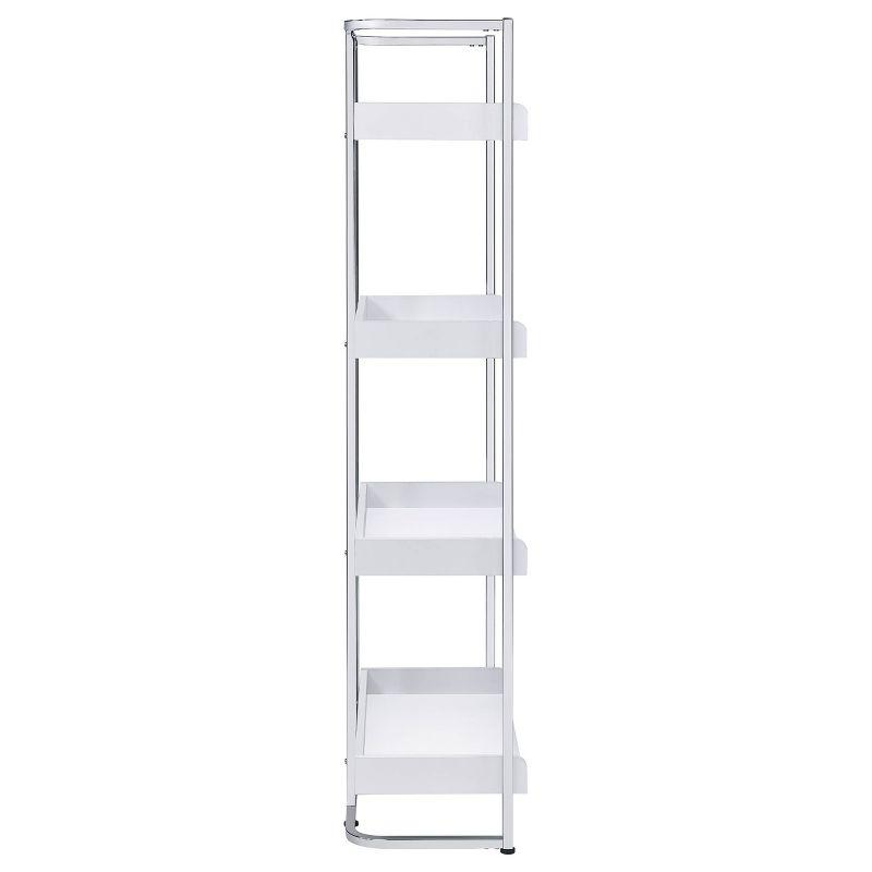 67.5" Ember 4 Shelf Bookcase White High Gloss - Coaster: Laminated, Modern Style, Includes Anti-Tip Hardware