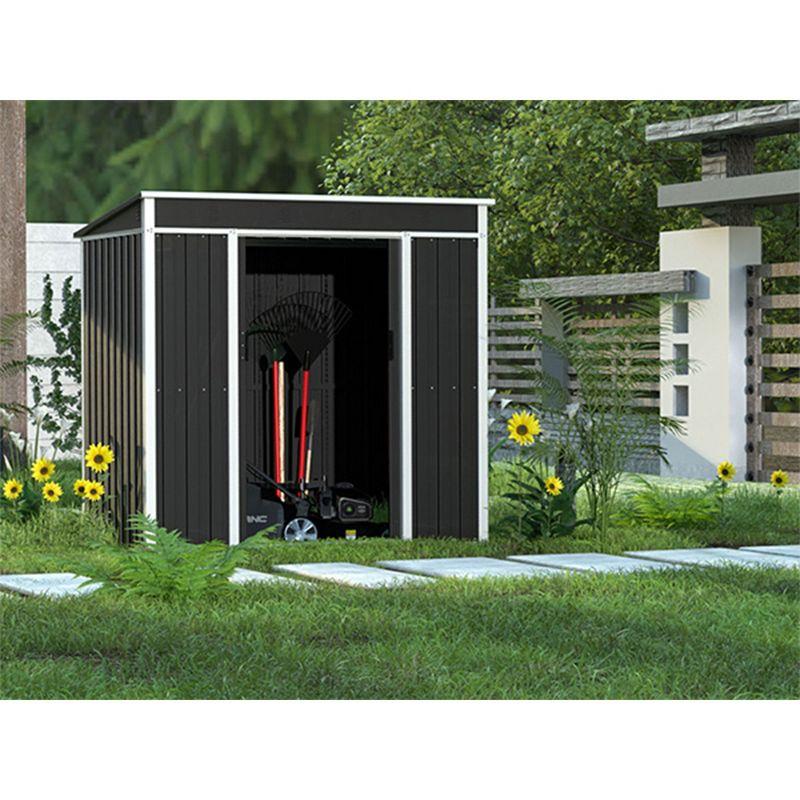 Black Metal 6' x 3' Outdoor Utility Storage Shed with Sloped Roof