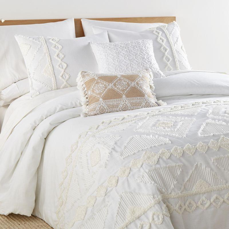 Cream and White Cotton Jacquard Duvet Cover Set