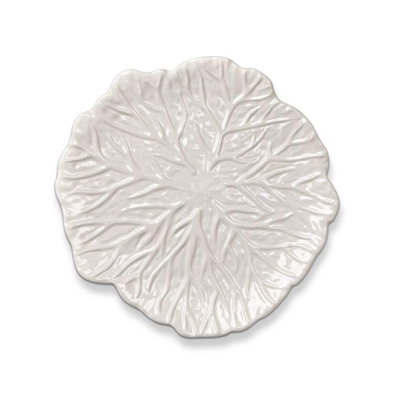 White Ceramic Cabbage Leaf Appetizer Plate, 8.3"