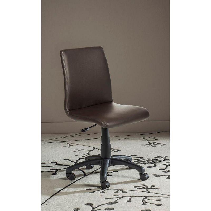 Hal Brown Vegan Leather Armless Desk Chair with Metal Base