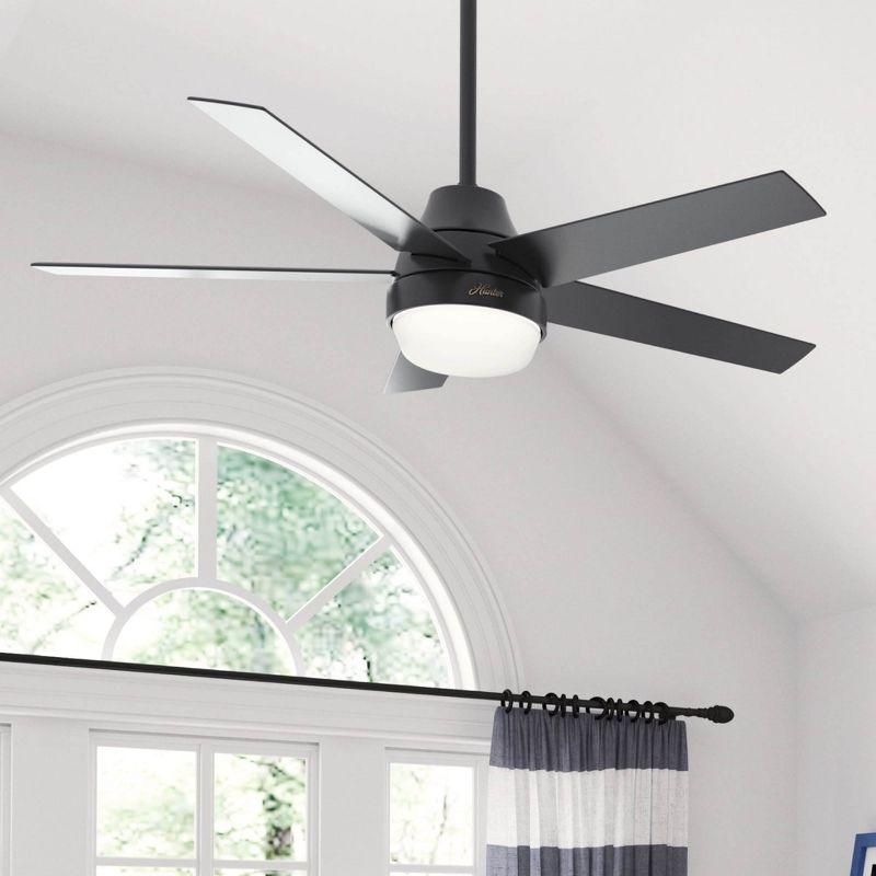 52" Matte Black Aerodyne Smart Ceiling Fan with LED Light and Remote