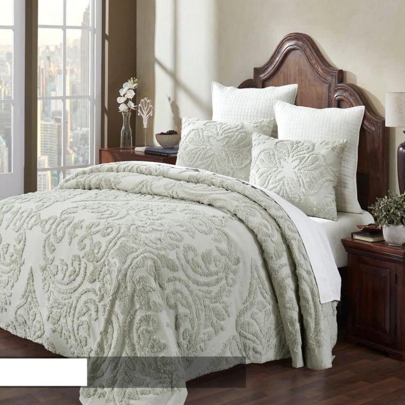 Better Trends Rylee Collection Blue Cotton Tufted Bedspread Set