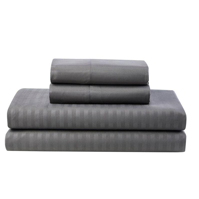 Sweet Home Collection Dobby Stripe Embossed Bed In a Bag Comforter Set