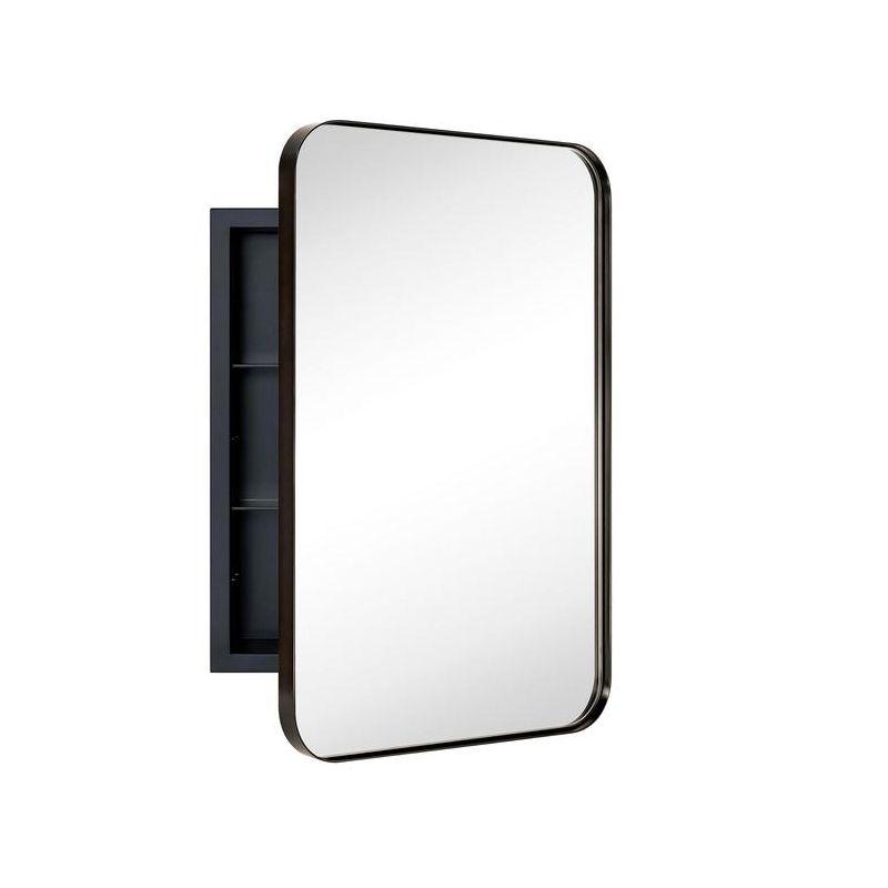 TEHOME Rounded Rectangular Metal Framed Recessed Bathroom Medicine Cabinet with Mirror