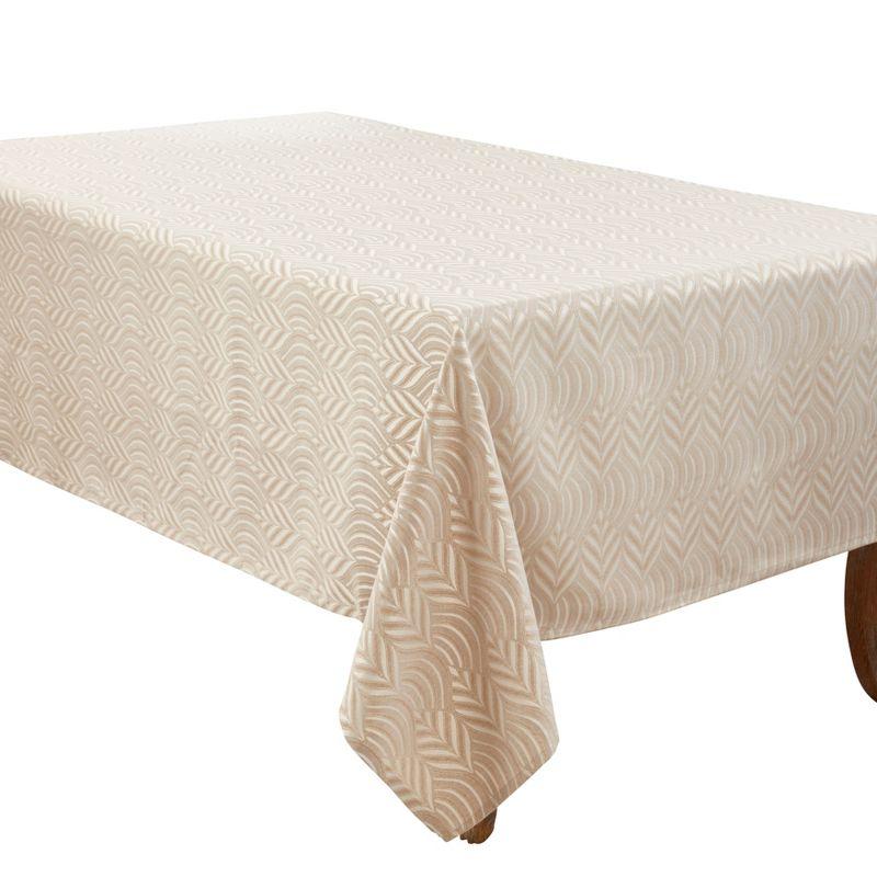 Beige Jacquard Geometric Rectangular Tablecloth