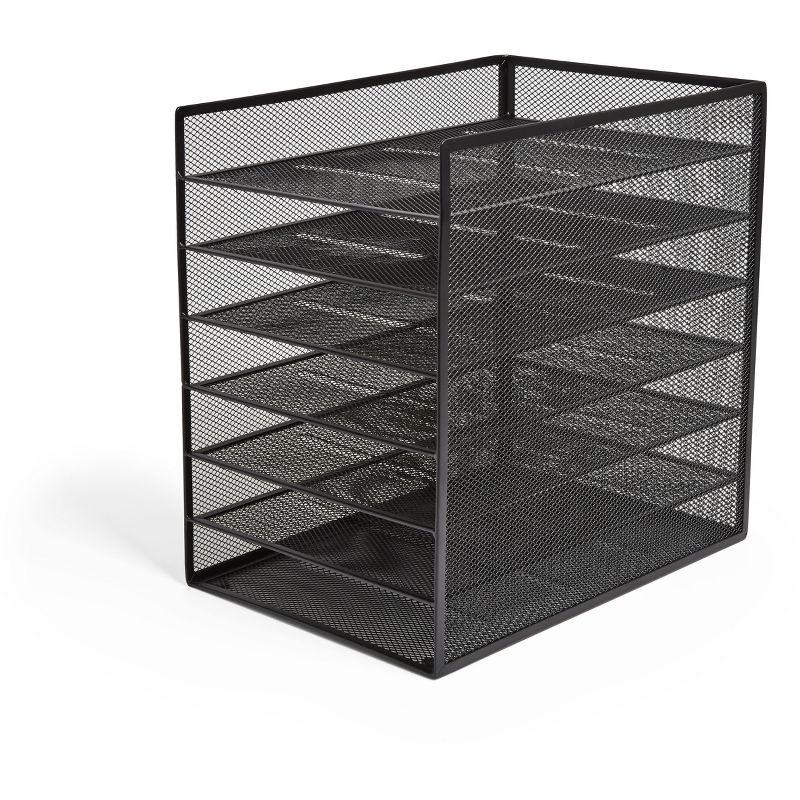 TRU RED 6 Compartment Wire Mesh File Organizer Matte Black TR57565-CC