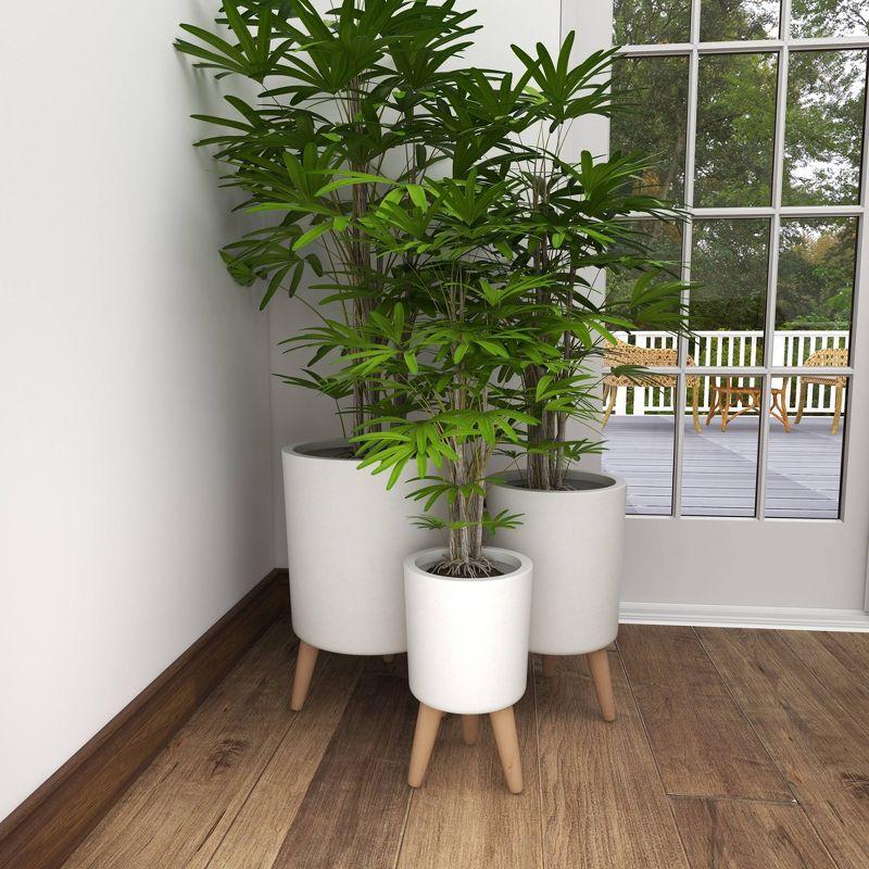 Set of 3 Planters with Wooden Legs - Olivia & May