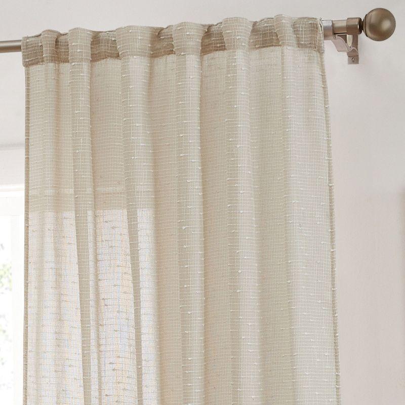 HLC.ME Emily Faux Linen Semi Sheer Light Filtering Back Tab Pocket Lightweight Window Curtains Drapery, 2 Panels - Beige, 54 W x 96 L