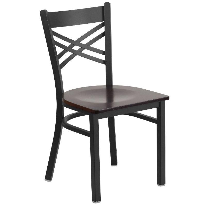 Elevate 32'' Black Steel and Walnut Wood Cross Back Side Chair