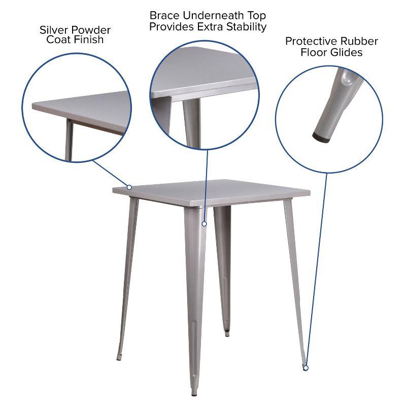 Flash Furniture Commercial Grade 31.5" Square Silver Metal Indoor-Outdoor Bar Height Table