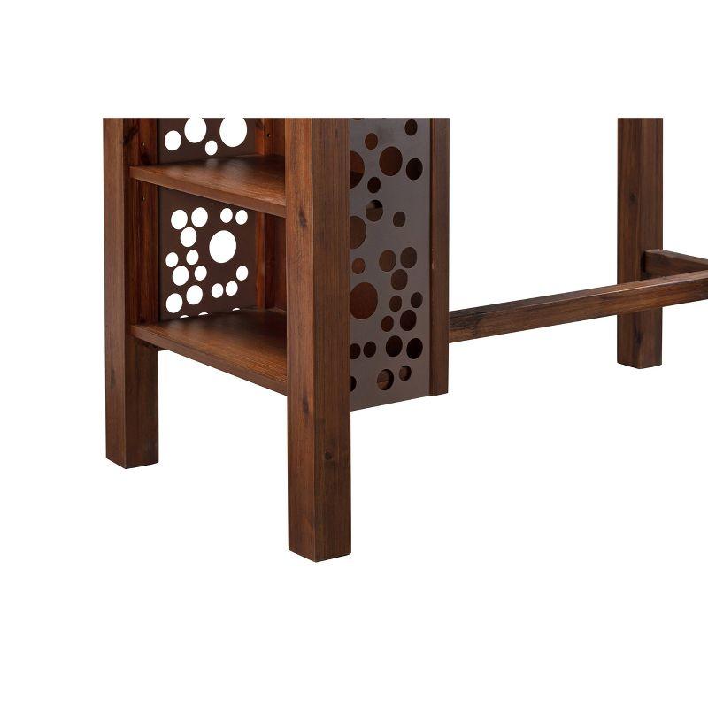 Rectangular Brittany Bar Table with Storage Shelves, Acacia Wood - Boraam: 3-Tier, Rustic Style