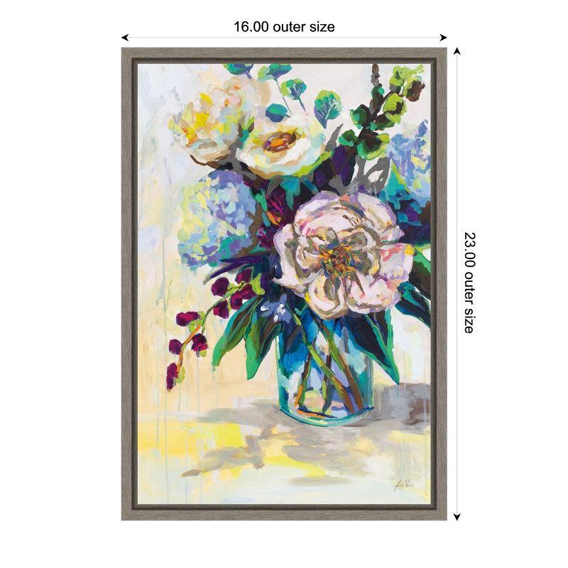 Amanti Art Glowing on White (Bouquet in Vase) by Jeanette Vertentes Canvas Wall Art Print Framed 16 x 23-in.