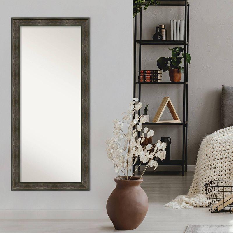 30" x 66" Non-Beveled Rail Rustic Char Full Length Floor Leaner Mirror - Amanti Art: Polystyrene Frame, Spot Clean