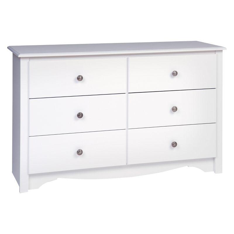 Prepac Monterey Dresser White: 6-Drawer Storage, Wood Composite, Bedroom Furniture, 29"H x 48"W