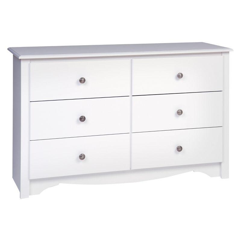 Compact Monterey 6-Drawer Nursery Dresser in White with Deep Storage