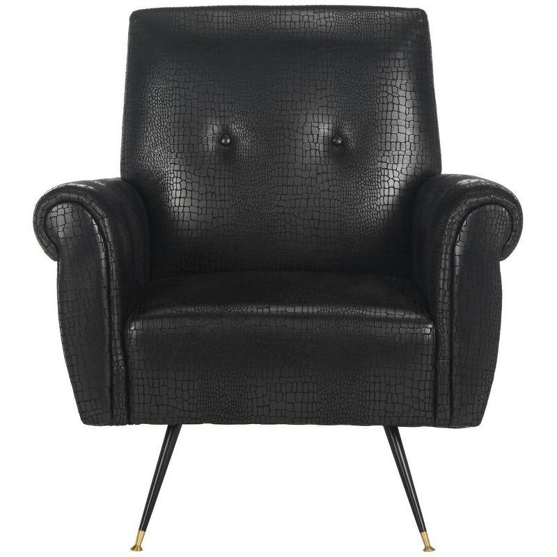 Mira Retro Mid Century Faux Leather Accent Chair - Black - Safavieh