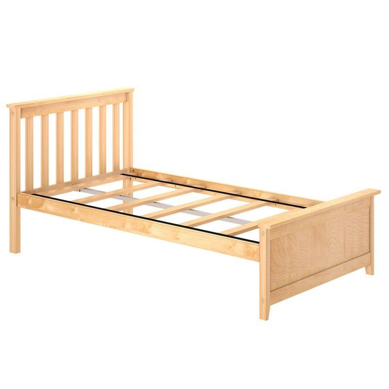 Max & Lily Natural Solid Wood Twin Bed with Slatted Headboard