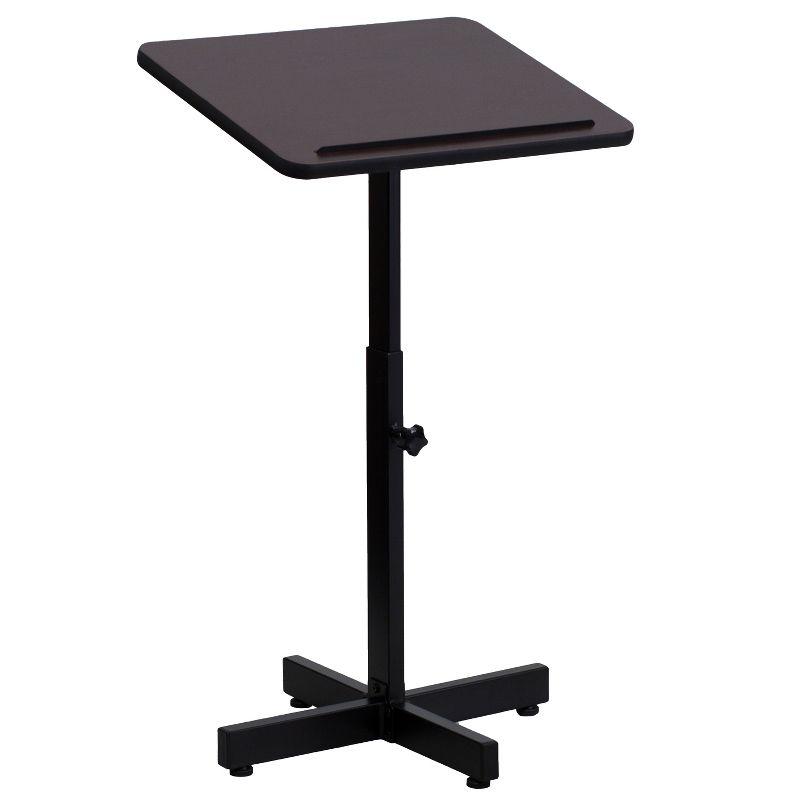 Collette Adjustable Height Slanted Top Metal Lectern in Mahogany