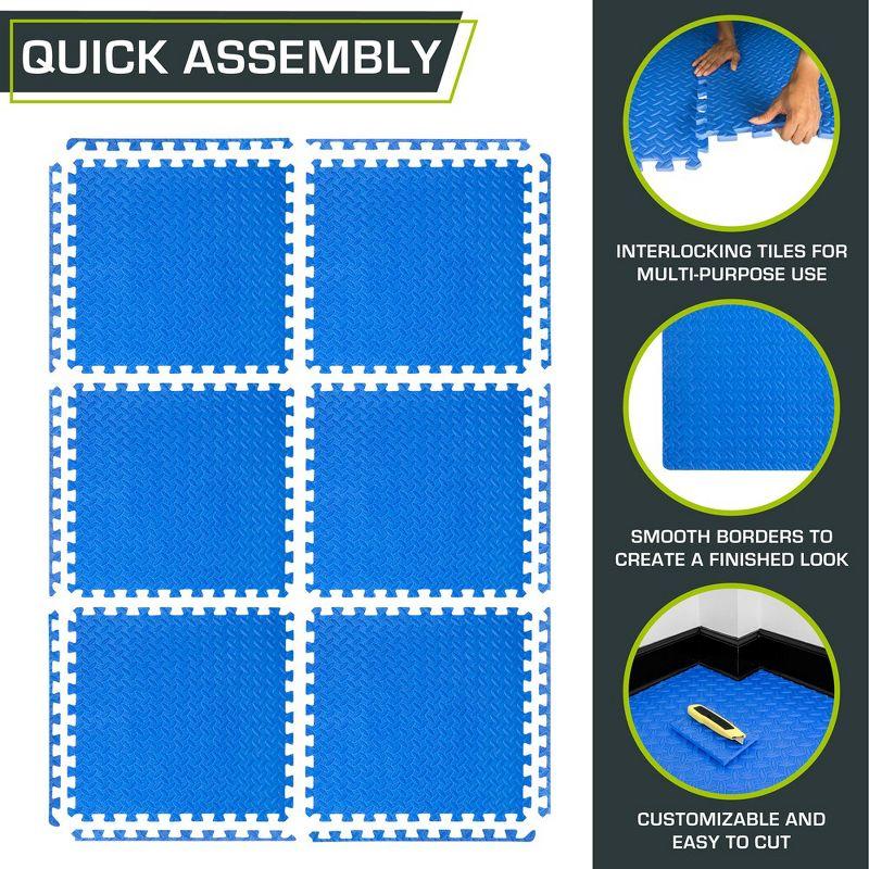 Exercise Puzzle Mat 1/2-in, Blue, 24 Sq Ft - 6 Tiles