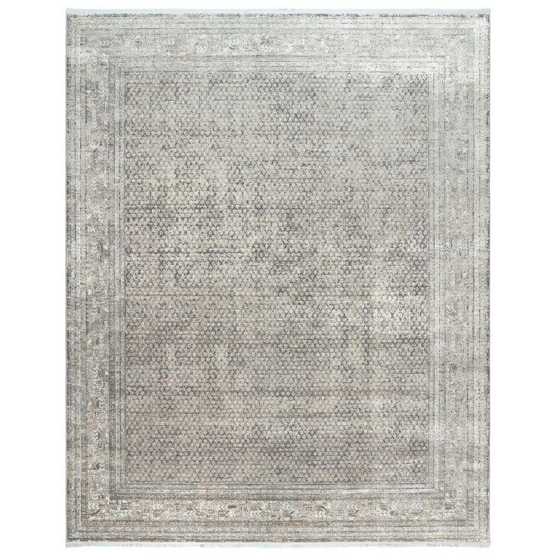 Gertmenian Florance Modica Transitional Oriental Border Floral Dark Gray High-Low Viscose/Acrylic Area Rug